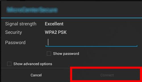 Android WiFi Settings, Password